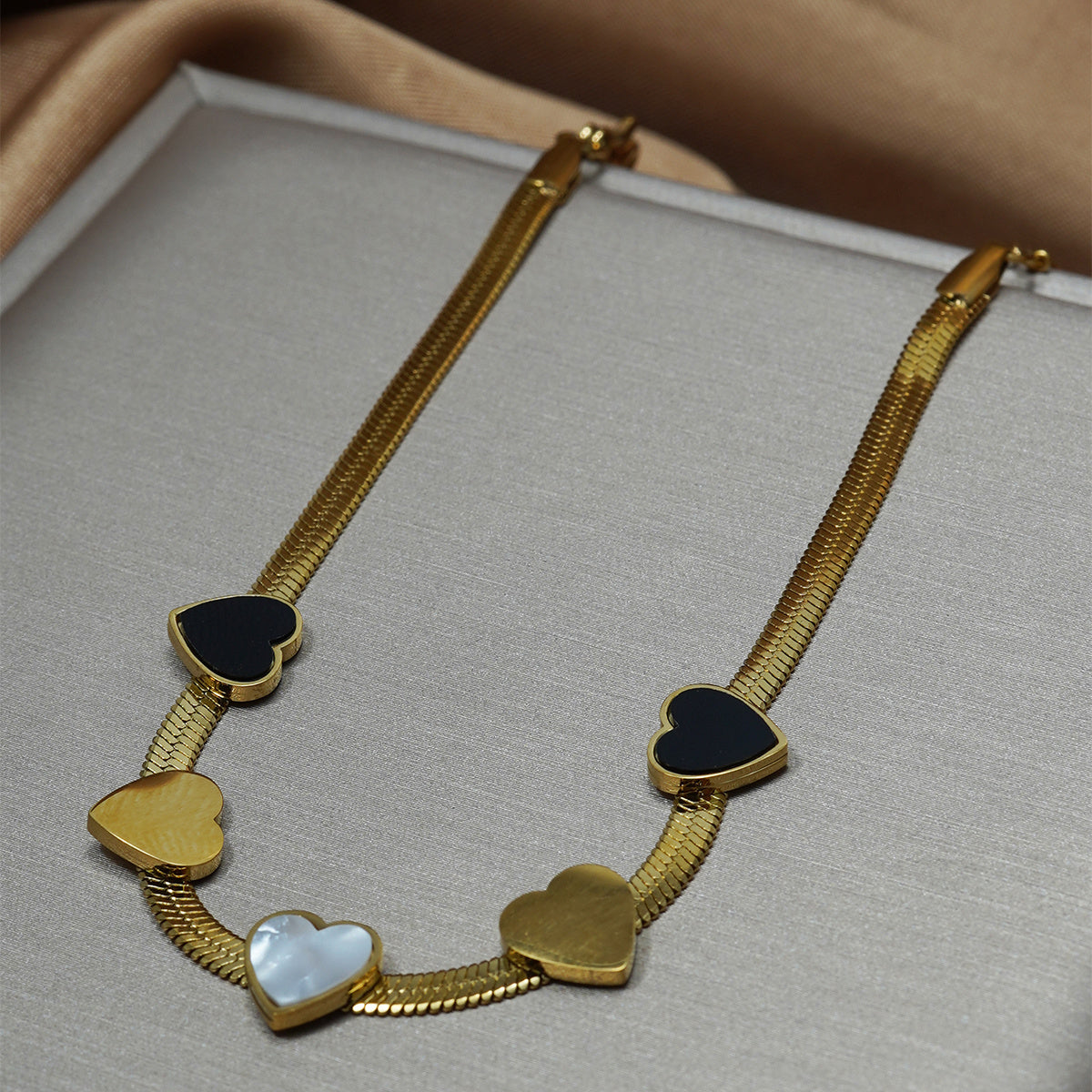 Lxalry 18K Gold Plated Stainless Steel Heart Necklace & Bracelet Set For Women - Waterproof, Hypoallergenic, Elegant Jewelry Gift For Girlfriend, Birthday, Valentines Day, Summer, Daily Wear