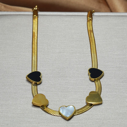 Lxalry 18K Gold Plated Stainless Steel Heart Necklace & Bracelet Set For Women - Waterproof, Hypoallergenic, Elegant Jewelry Gift For Girlfriend, Birthday, Valentines Day, Summer, Daily Wear